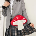 Cute red mushroom crossbody bag with white dots and silver chain strap for women - Red