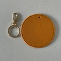 Custom round faux leather keychain in vibrant orange with golden hardware accessory - Unassembled (DIY Set) / Yellow