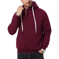 Dettaglio felpa bordeaux in pile pesante con scollo a mezza zip e coulisse bianche - Borgogna