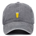 Gorra de béisbol gris desgastada con bordado de jarra de cerveza amarilla frontal - Gris
