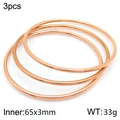 Set of three 3mm stackable rose gold bangles made of 18k gold plated stainless steel - 3Pcs Set-Rose Gold (KB184100-LO)