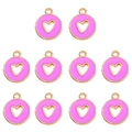 Ciondolo a cuore rosa con bordo dorato e intaglio, set da 10 pezzi per gioielli fai da te - Viola