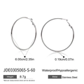 60mm silver stainless steel hoop earrings with waterproof and hypoallergenic features - 60mm / Silver