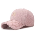 Casquette de baseball en polaire rose avec lettre R en strass et fini doux - Réglable / Rose