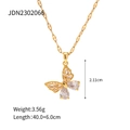 Golden titanium steel butterfly necklace with clear zircon pendant in 18K gold finish - Gold Butterfly Style (JDN2302066)