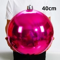 Große 40cm glänzende rosa Weihnachtskugel mit Spiegeleffekt und silberner Metallschleife - 1 Stück/Packung (40cm) / Fuchsia
