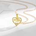 Collana con ciondolo MOM in argento S925 dorato con cuore e diamanti scintillanti - Collana Oro (D654 Color Oro) / Con Catena a Maglia / Oro