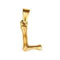 Bamboo style 18K gold plated titanium steel letter L pendant with a glossy finish - Letter L
