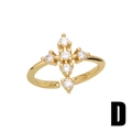 Adjustable gold plated cross ring with sparkling cubic zirconia on a white background - Cross Style (D)