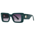 Dark green oversized square sunglasses with purple gradient lenses and gold accents - Dark Green Frame Gray Lens (C10)