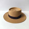 Cappello di paglia a tesa larga con nastro nero da donna per vacanze al mare - Caffè Nero Tripla Piega
