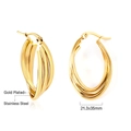 Minimalist multi-layered 18K gold plated stainless steel hoop earrings for women - Ea313001g
