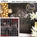 Single 30x30cm square black shimmer wall panel with mirror sequins for party backdrop - Black
