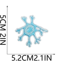 Detailed neuron cell embroidery patch with white edges measuring 5.2cm x 5cm - Light Blue Nerve Cell (29号)