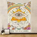 Detail of The Star tarot tapestry featuring celestial patterns and vintage floral motifs - Gt220501 / 73*95CM (Cross-border Brushed)