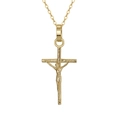 Religious golden Jesus crucifix pendant necklace in polished S925 sterling silver finish - Gold Crucifix Jesus Cross Necklace (SAPN39-14K)