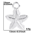 Colgante de estrella de mar de acero inoxidable plateado con 16mm de alto y 0,9g de peso - Color Acero