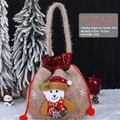 Sac cadeau de Noël ours en peluche marron avec cordon rouge et motifs de flocons - Sac d'Ours en Peluche Similicuir
