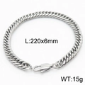 Hip hop zilveren titanium stalen Cubaanse schakelarmband, 220x6mm, voor heren en dames - Stijl C-6mm-220mm(KB165928-ZZ)