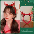 Plush Christmas reindeer headband with red bow and gold ears for holiday dressing - 32# Red Mushroom Fur Ball