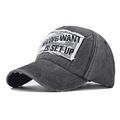 Berretto da baseball vintage in cotone lavato con patch e visiera consumata grigio scuro - Regolabile / Nero