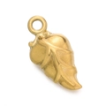 Gold-plated stainless steel leaf pendant for DIY jewelry making on white background - Gold 538# Leaf / 7.5*15mm