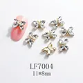 Abalorios de uñas mariposa de cristal K9 3D con diamantes para manicura DIY 11x8mm - Estilo Mariposa (LF7004) / 11x8mm / Blanco Transparente (Base Dorada)