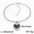 Bracciale a sfere argentato con ciondolo a cuore nero 18x14mm e lunghezza 190mm - Bracciale Cuore Nero Argentato (KB167253-Z)