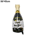 Champagne bottle foil balloon with Happy New Year text for party decor 86x45cm - New Year Black and White Wine Bottle Balloon
