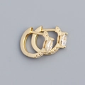 Pendientes de aro en plata S925 dorada con circonitas de talla marquesa y ronda - Plata 925 / Color Oro Amarillo (Par)
