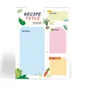 Vertical weekly recipe planner card with cute vegetable illustrations and grid layout - Vegetable Illustration Recipe Card Style (CP11)