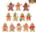 12-piece set of cartoon gingerbread man Christmas tree hanging ornaments with colorful bowties - Classic Best Seller C (12Pcs)