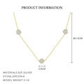 Collana in argento S925 dorato con tre ciondoli a fiore in zircone e dimensioni - Collana con Fiore in Zirconia