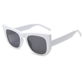 Chic cat eye sunglasses with thick white frames and dark grey lenses for UV protection - White Frame Gray Lens