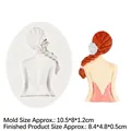 DIY Mother's Day silicone mold featuring elegant female back design with braid detail - Style 1-Braided Girl / Gray