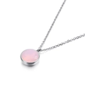 Pink crystal evil eye necklace in silver finish with polished stainless steel chain - Rose Quartz Style (KN88718-K)