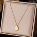Collana minimalista in acciaio al titanio dorato con pendente ovale inciso in confezione - Stile Ovale Inciso / Oro-Ovale Inciso (you look adorable)