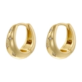 Boucles d'oreilles créoles dorées gravées d'étoiles avec pierres de zircon blanc brillant - VE1503 Créoles Gravées d'Étoiles / Doré