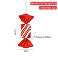 Red electroplated candy Christmas ornament with white glitter stripes, 12cm PVC pendant - Electroplated Red Rectangular Candy
