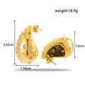 French vintage gold bow C-shape earrings with pearls and micro-set crystals - ER-1404 Waterdrop Teardrop Zirconia Studs