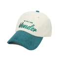 Corduroy baseball cap in white and green featuring Be Wild and Wonder embroidery - Green