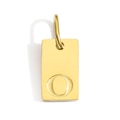 Close-up of 18k gold plated square pendant featuring the engraved letter O with connector - Pendant O (Without Chain)