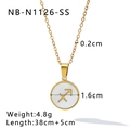 Golden stainless steel Sagittarius zodiac necklace with white shell pendant disk - Sagittarius (NB-N1126-SS)
