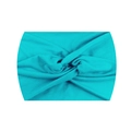 Turquoise wide knotted yoga headband with stretchy knit fabric for fitness and running - Peacock Blue