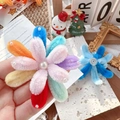 DIY colorful Christmas bow brooch handmade with pipe cleaners and white pearls - Multicolor Fireworks Accessory / One Size