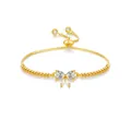 Bracciale bolo regolabile in oro con ciondolo a farfalla in zirconi per donne - Bracciale Farfalla Oro