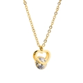 Collar con colgante de corazón en oro rosa para mujer con circón redondo brillante - Dorado