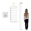 Hanging canvas growth chart with wooden frame and measuring scale up to 195cm for kids - Minimalist Long Style