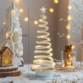 Mini albero di Natale a LED a spirale da 34cm con luci calde e stella in cima - 34x12cm / Argento Grande