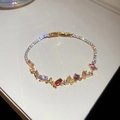 Elegant 18k gold plated bracelet with colorful zircon stones in various geometric cuts - Gold Plated Multi-Color Gemstones